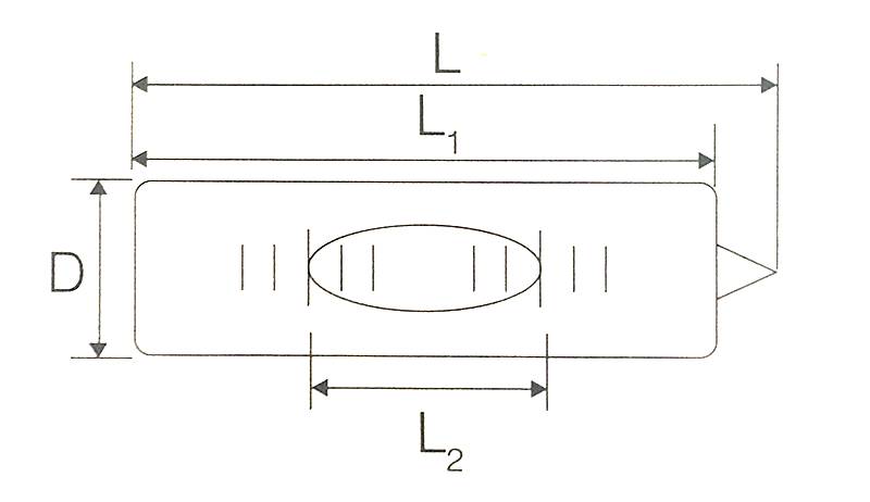 There is a schematic diagram of general precision glass bubble level vial to explain which are D, L, L1, L2.